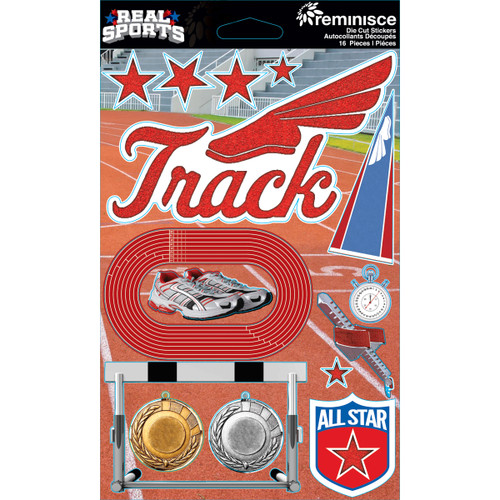 Reminisce Real Sports Cardstock Stickers 6"X4.5"-Track - RS-3D-157 - 895707189086 Reminisce Real Sports Cardstock Stickers 6"X4.5"-Track - RS-3D-157 - 895707189086