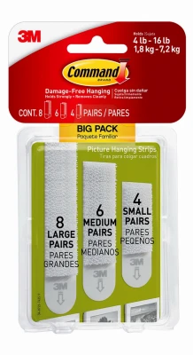 Command Assorted Picture Hanging Strips Big Pack-Assorted (8 Large, 6 Medium, 4 Small) - 17211-BP - 076308723637
