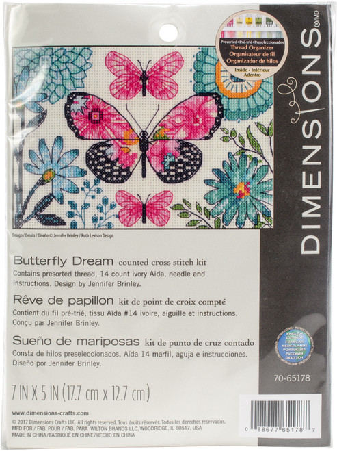 Dimensions Counted Cross Stitch Kit 7"X5"-Butterfly Dream (14 Count) - 70-65178 - 088677651787