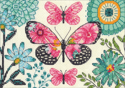 Dimensions Counted Cross Stitch Kit 7"X5"-Butterfly Dream (14 Count) - 70-65178