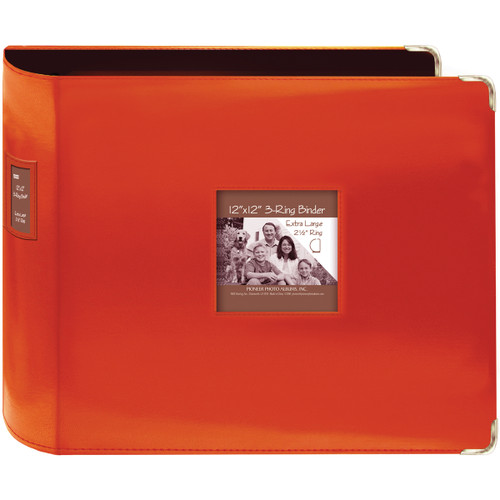Pioneer 3-Ring Sewn Leatherette Album 12"X12"-Bright Orange T12JF-COR - 023602642614