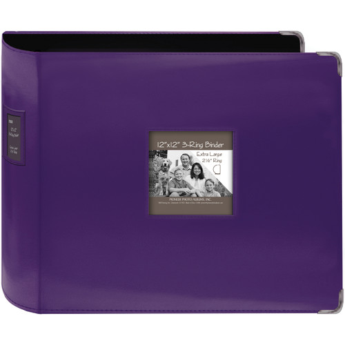 Pioneer 3-Ring Sewn Leatherette Album 12"X12"-Bright Purple T12JF-CPR - 023602642638