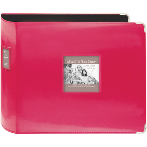 Pioneer 3-Ring Sewn Leatherette Album 12"X12"-Bright Pink T12JF-CPK - 023602642645