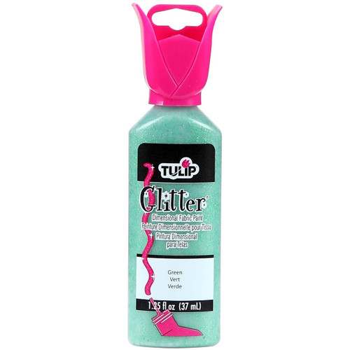 Tulip Dimensional Fabric Paint 1.25oz-Glitter - Green - 65000-31115 - 017754311153