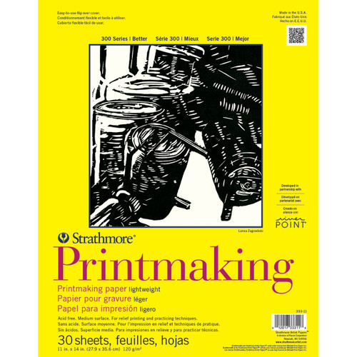 Strathmore Printmaking Paper Pad 11"X14"-30 Sheets -62333110 - 012017333118