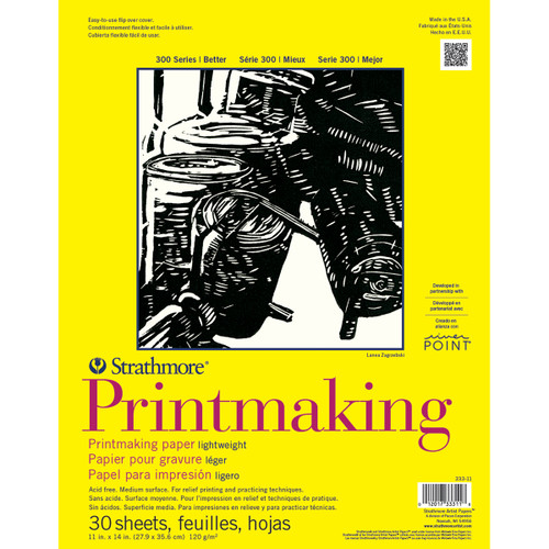Strathmore Printmaking Paper Pad 11"X14"-30 Sheets - 62333110 - 012017333118