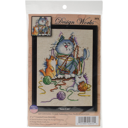 Design Works Counted Cross Stitch Kit 5"X7"-Yarn Cats (14 Count) DW2870 - 021465028705