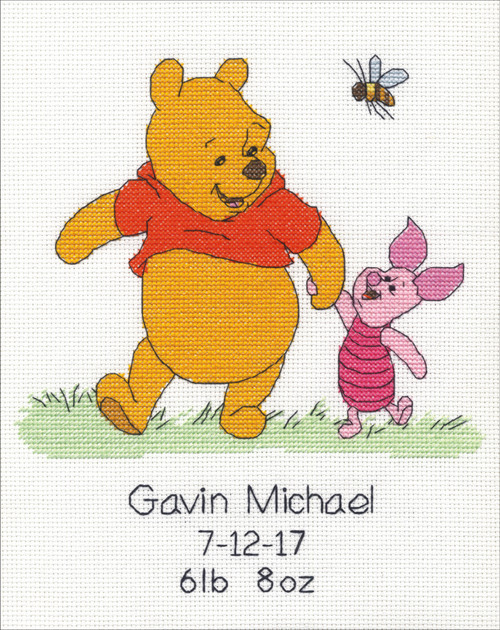 Dimensions Disney Counted Cross Stitch Kit 8"X10"-Winnie The Pooh Birth Record (14 Count) 70-35357