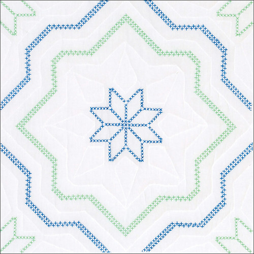 Jack Dempsey Stamped White Quilt Blocks 18"X18" 6/Pkg-XX Interlocking Star 732 762 - 013155477627