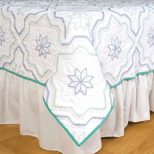 Jack Dempsey Stamped White Quilt Blocks 18"X18" 6/Pkg-XX Interlocking Star - 732 762