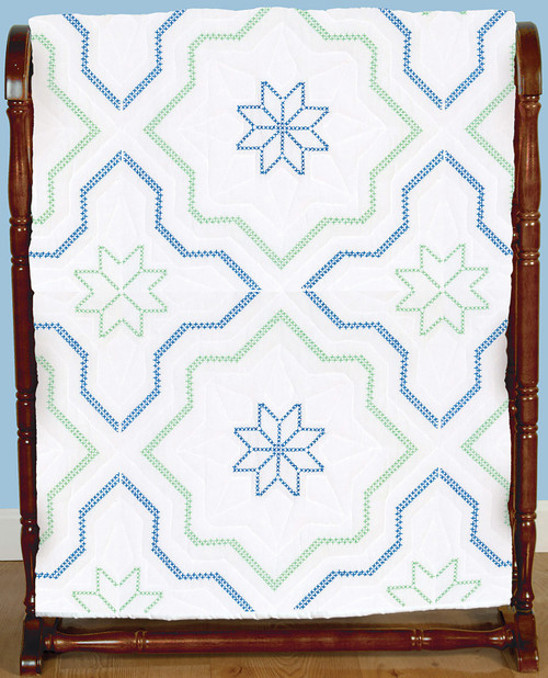 Jack Dempsey Stamped White Quilt Blocks 18"X18" 6/Pkg-XX Interlocking Star - 732 762 Jack Dempsey Stamped White Quilt Blocks 18"X18" 6/Pkg-XX Interlocking Star - 732 762