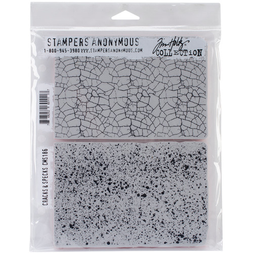 Tim Holtz Cling Stamps 7"X8.5"-Cracks & Specks CMS-186 - 748252601117