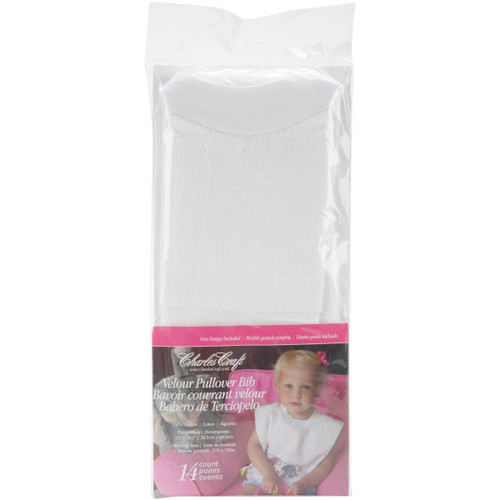 Charles Craft Velour Toddler Pullover Bib 14 Count 12"X19.5"-White - VB6680-6750 - 078243062505