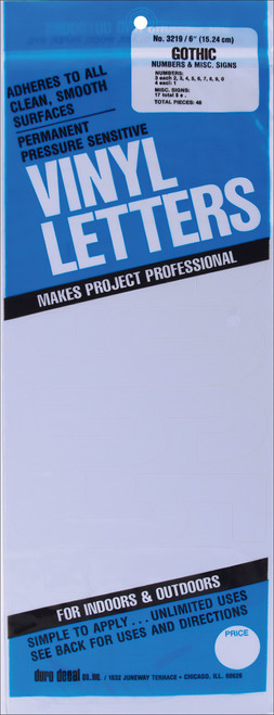 Duro Permanent Adhesive Vinyl Numbers 6" 48/Pkg-White - D3219-WHITE - 029211321926