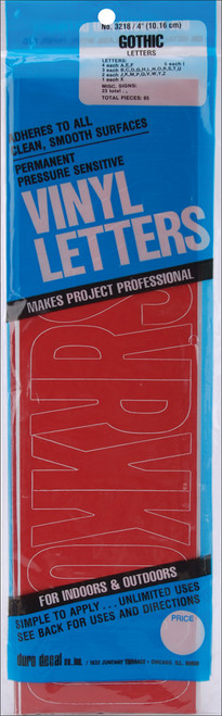Duro Permanent Adhesive Vinyl Letters 4" 95/Pkg-Red - D3218-RED - 029211321834