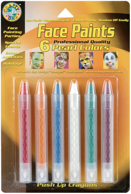 Face Paint Push-Up Crayons 6/Pkg-Pearl FPSTICK-80041 - 014137800419