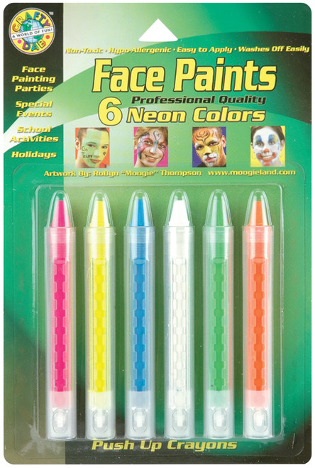 Face Paint Push-Up Crayons 6/Pkg-Neon FPSTICK-80040 - 014137800402