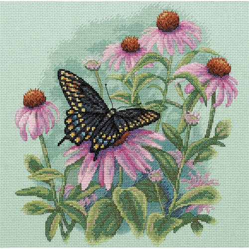 Dimensions Counted Cross Stitch Kit 11"X11"-Butterfly & Daisies (14 Count) - 35249