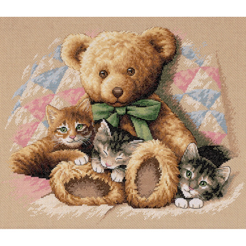 Dimensions Counted Cross Stitch Kit 14"X12"-Teddy & Kittens (14 Count) 35236 - 088677352363