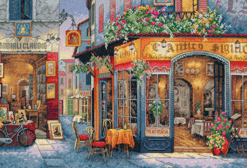Dimensions Gold Collection Counted Cross Stitch Kit 16"X11"-European Bistro (16 Count) - 35224 - 088677352240