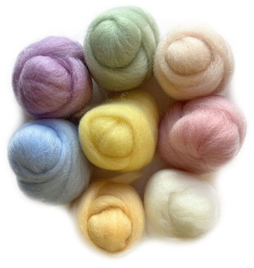 Wistyria Editions Wool Roving 15" .25oz 8/Pkg-Soft Pastels - WR-894