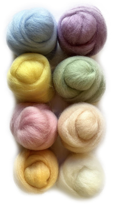 Wistyria Editions Wool Roving 15" .25oz 8/Pkg-Soft Pastels - WR-894