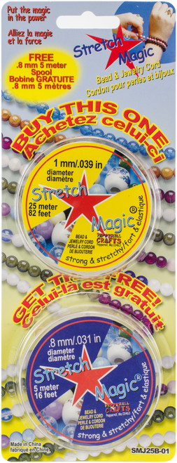 Stretch Magic Bead & Jewelry Cords Value Pack 2/Pkg-Clear, 1mmx25m And .8mmx5m - SMJ25BO1 - 725879207052