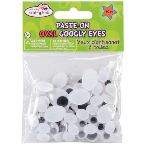 Krafty Kids Paste-On Googly Eyes Assortment 80/Pkg-Black - EM402 - 775749150513