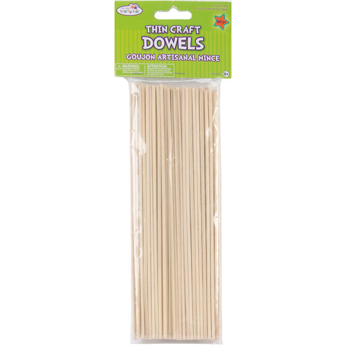 Krafty Kids Wood Craft Dowels 8"-Natural 1/8" 105/Pkg CW552 - 775749160673