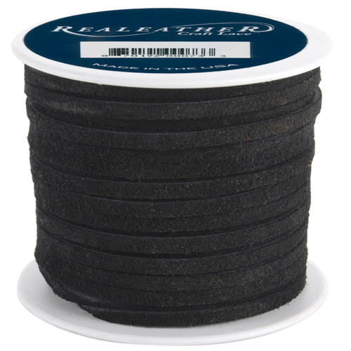 Realeather(R) Crafts Suede Lace 1/8"X25yd-Black - SOS25-2001 - 870192000733