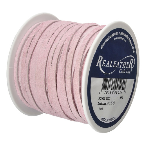 Realeather(R) Crafts Suede Lace 1/8"X25yd-Pink - SOS25-2023