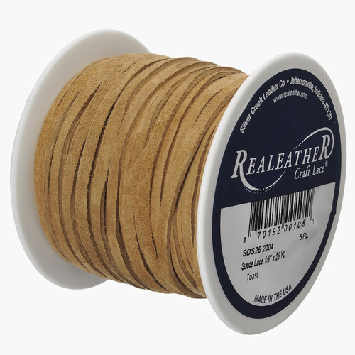 Realeather(R) Crafts Suede Lace 1/8"X25yd-Toast - SOS25-2004