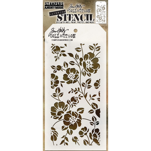Tim Holtz Layered Stencil 4.125"X8.5"-Floral - THS-077 - 653341455611