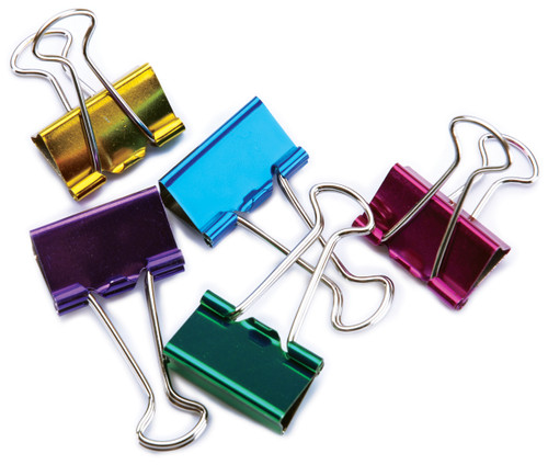 Baumgartens Medium Binder Clips 1" 5/Pkg-Assorted Colors 29730