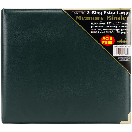 Pioneer 3-Ring Sewn Cover Album 12"X12"-Hunter Green Oxford PTM12-HGO - 023602612570