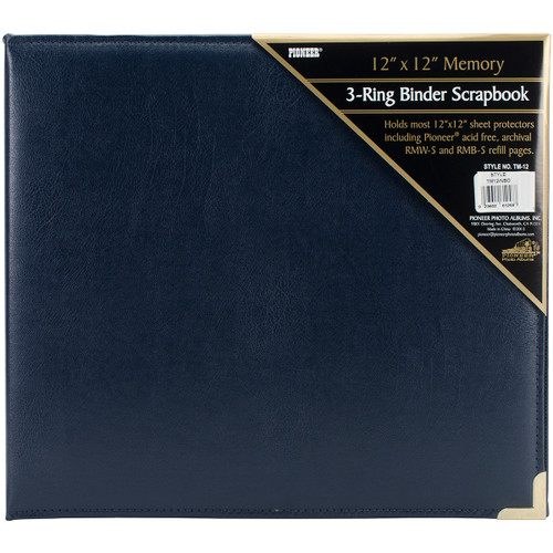 Pioneer 3-Ring Sewn Cover Album 12"X12"-Navy Blue Oxford - PTM12-NBO - 023602612587 Pioneer 3-Ring Sewn Cover Album 12"X12"-Navy Blue Oxford - PTM12-NBO - 023602612587