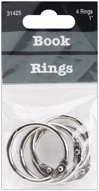 Baumgartens Book Rings 1" 4/Pkg-Silver - 31425 - 085288314254