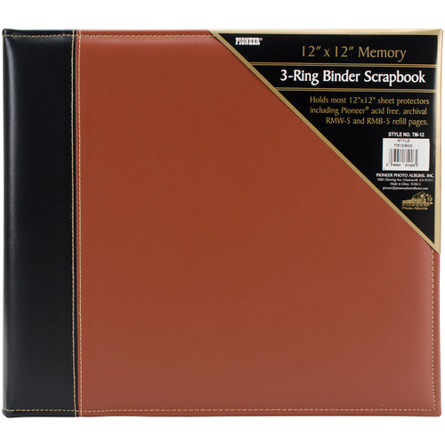 Pioneer 3-Ring Sewn Cover Album 12"X12"-Black/Brown - PTM12-BN2 - 023602619265 Pioneer 3-Ring Sewn Cover Album 12"X12"-Black/Brown - PTM12-BN2 - 023602619265