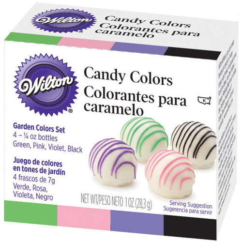 Wilton Candy Colors .25oz 4/Pkg-Pink, Green, Violet & Black W1913R-1298 - 070896192981