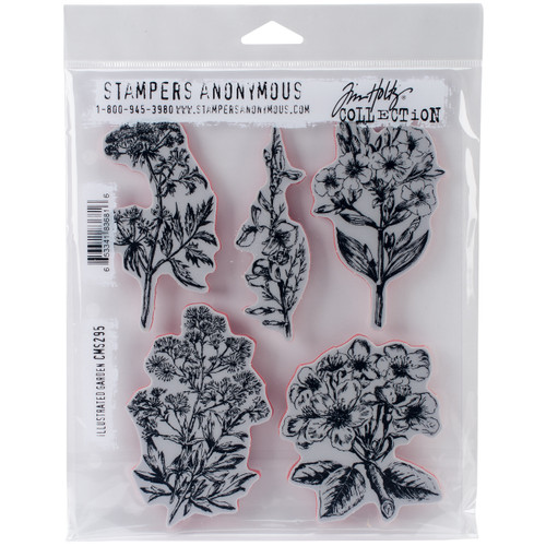 Tim Holtz Cling Stamps 7"X8.5"-Illustrated Garden - CMS-295 - 653341836816