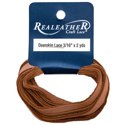 Realeather(R) Crafts Deerskin Lace 3/16"X2yd Packaged-Saddle Tan - DOS31602-0271 - 870192003130