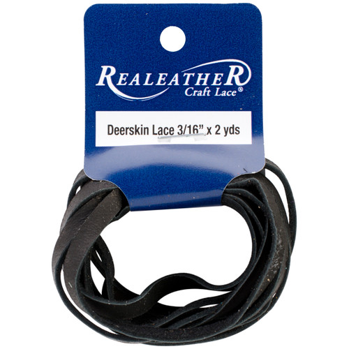 Realeather(R) Crafts Deerskin Lace 3/16"X2yd Packaged-Black - DOS31602-1000 - 870192003154