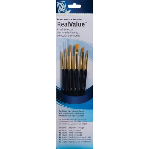 Princeton Synthetic Gold Taklon Real Value Brush Set-6/Pkg P9137 - 757063918642