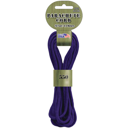 Pepperell Braiding Parachute Cord 4mmx16'-Purple - PARA-1622 - 725879306298