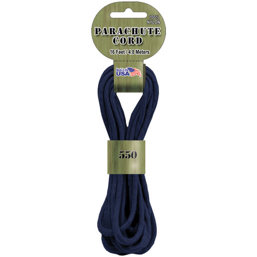 Pepperell Braiding Parachute Cord 4mmx16'-Navy - PARA-1620 - 725879306366