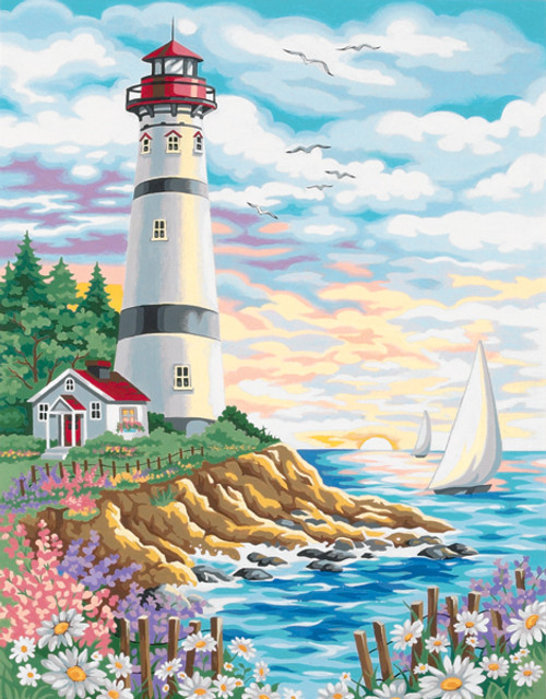 Paint Works Paint By Number Kit 14"X11"-Lighthouse At Sunrise -91164