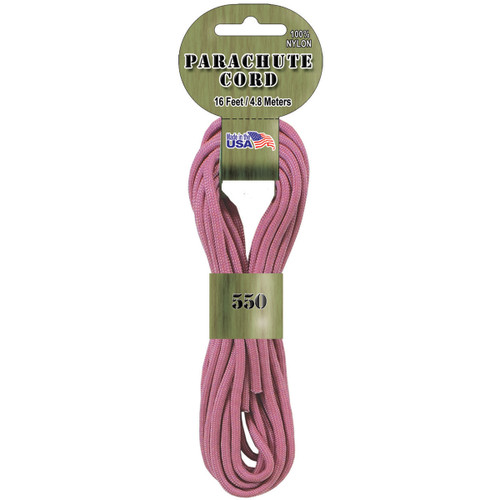 Pepperell Braiding Parachute Cord 4mmx16'-Pink - PARA-1605 - 725879306731