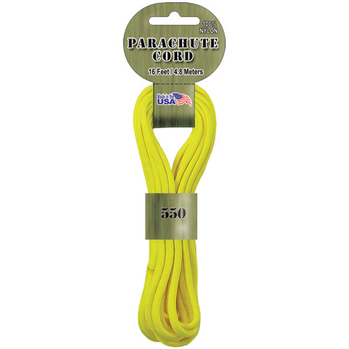 Pepperell Braiding Parachute Cord 4mmx16'-Neon Yellow - PARA-1627 - 725879306793