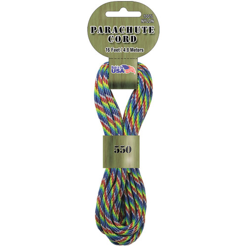 Pepperell Braiding Parachute Cord 4mmx16'-Rainbow - PARA-1695 - 725879306885