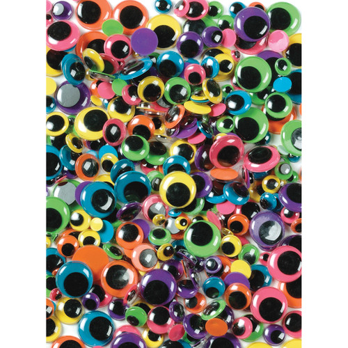 Creativity Street Peel & Stick Wiggle Eyes Assortment 100/Pk-Brights 3446-12